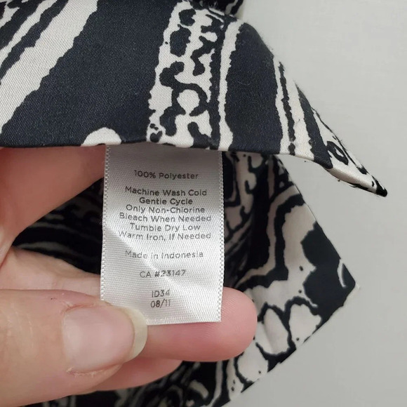 Talbots Petites Women's‎ Black White Paisley Moroccan Boatneck Sleeveless Top 4P - Picture 4 of 5